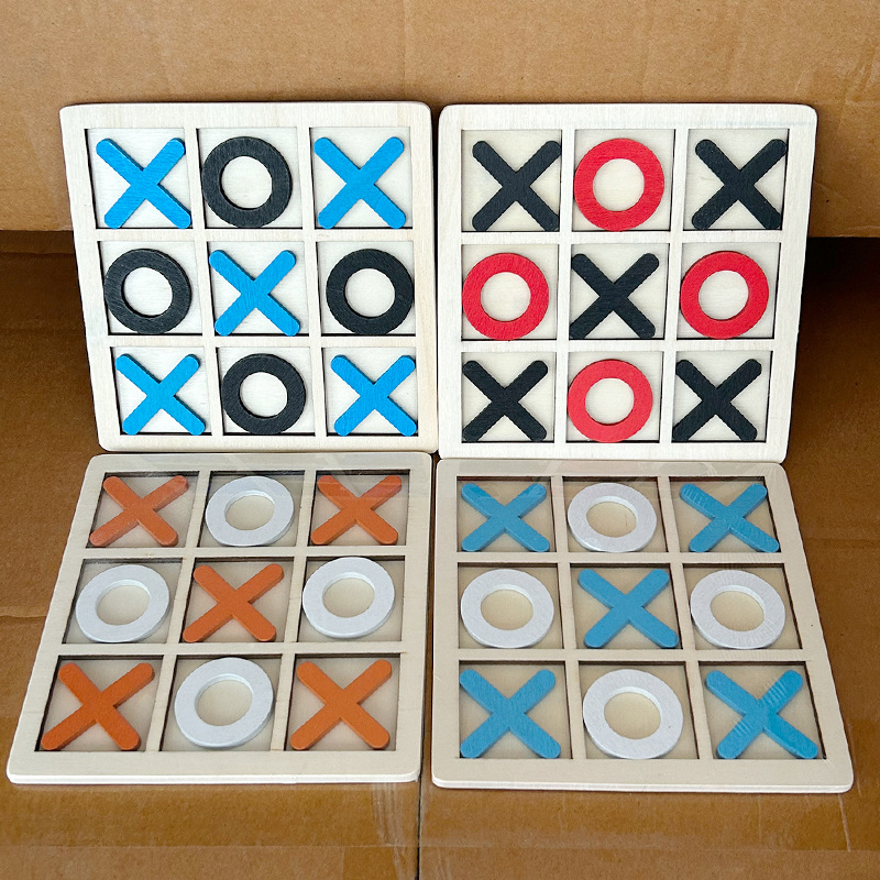 Board Game Template - Jeu Tic Tac Toe en bois,
