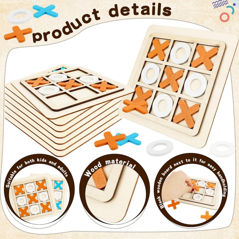 Jeux Tic Tac Toe en bois, modè - Board Game Template avis et prix